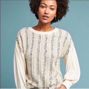 Anthropologie Cream Multicolored Sweater